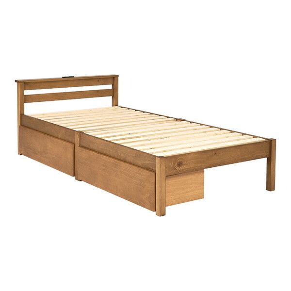 MB-5150S-LBR3301HS 萩原 ライトブラウン [組立簡単 マットレス・引出し付シングルベッド] メーカー直送