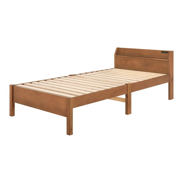 萩原 MB-5195S-LBR3301 ライトブラウン [組立簡単 マットレス付シングルベッド] メーカー直送