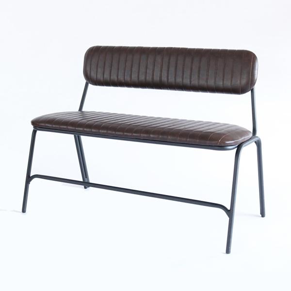 サンフラワーラタン RLD120DB ダイニングベンチ レザー インダストリアル ダークブラウン KLUB14 シリーズ メーカー直送の通販は