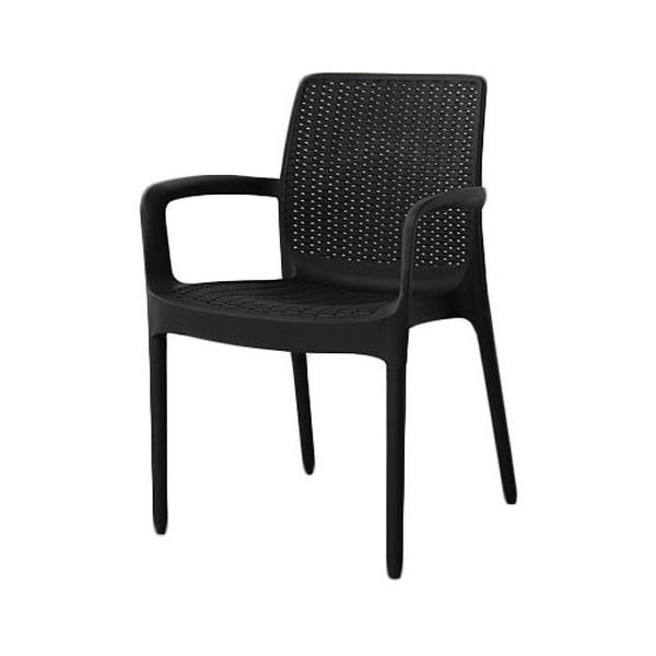 Rattan World C1605PDG ラタン風ガーデンアームチェア ブラック メーカー直送