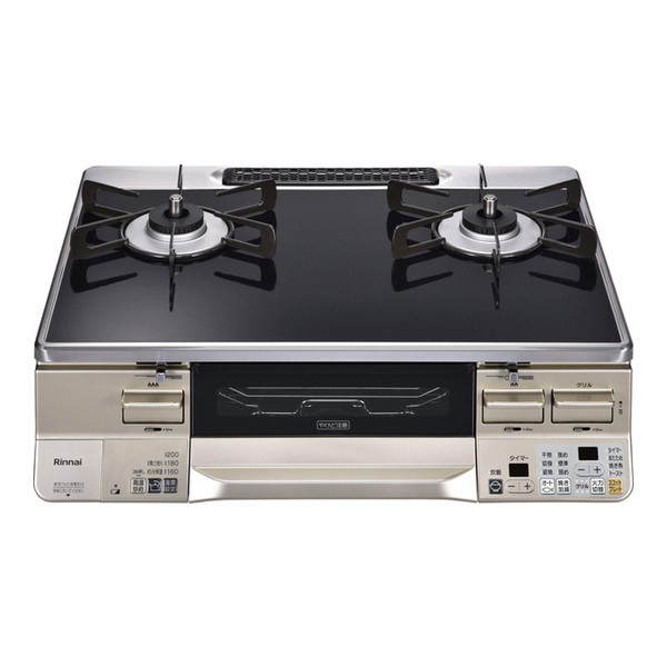 ガスコンロ プロパンガス リンナイ 2口 ラクシエ RTS65AWK1RA-CL-LP ブラック/シャンパン 左強火力