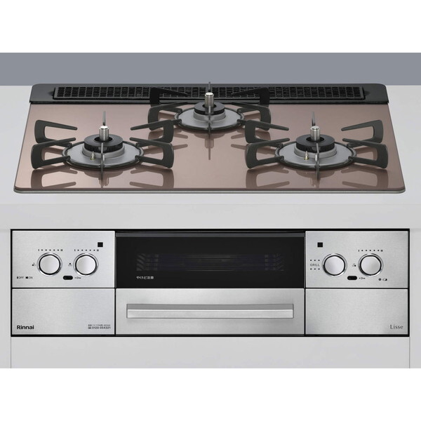 Rinnai RHS31W42J2RSTW-LP スモーキーピンク Lisse(リッセ) [ビルトインガスコンロ （プロパンガス用・3口・左右強火力タイプ・幅60cm）]