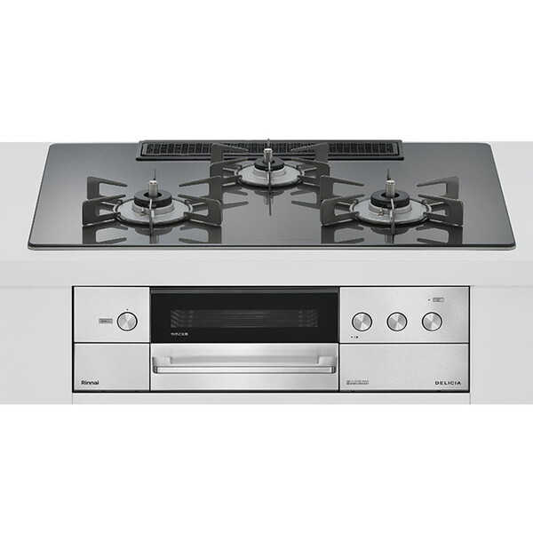 Rinnai RHS72W38M15RCSTW-LP ツイードシルバー DELICIA [ビルトインガスコンロ(プロパンガス用・両側強火タイプ・3口・75cm)]