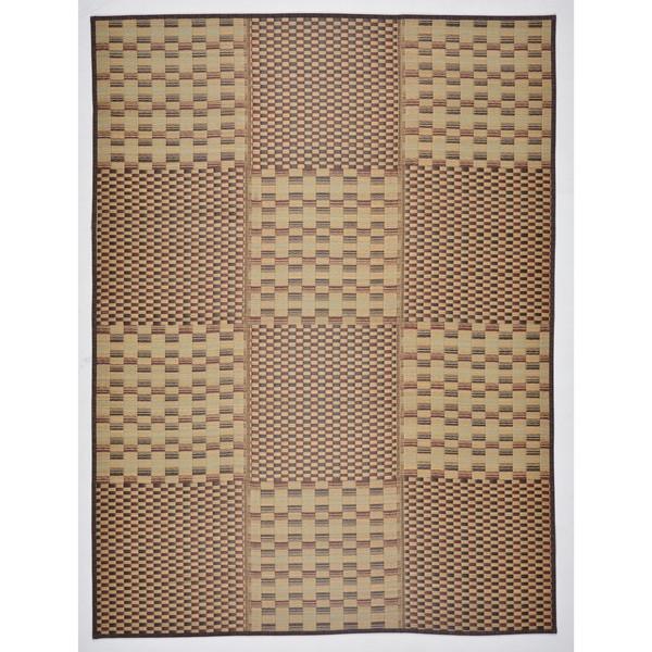萩原 81948410 涼しさを感じられる和風な市松柄のい草ラグ キハチ 120×180 ブラウン メーカー直送の通販は 5,800円
