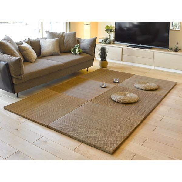 萩原 159055081 すき間のできにくい 置き畳 倉敷II 同色9枚セット 82×82×2.5cm ブラウン メーカー直送
