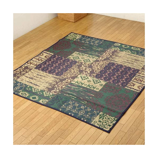 イケヒコ・コーポレーション 1711980 純国産 い草ラグカーペット オリエンタル柄 DXオーディーン グリーン 約191×250cm メーカー直送の通販は
