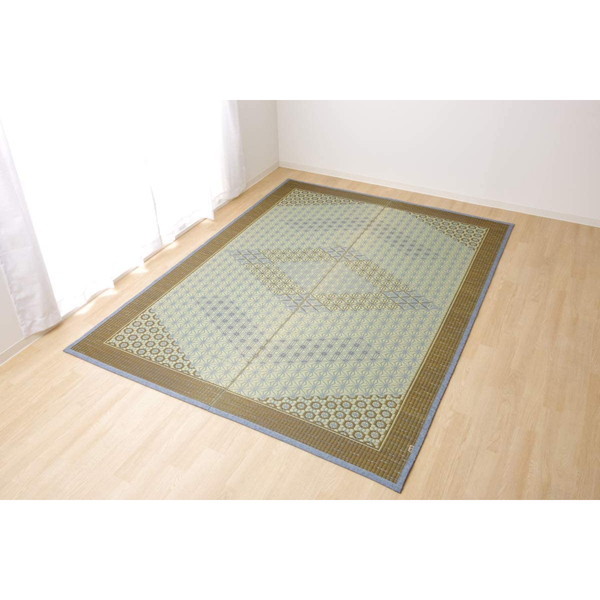 イケヒコ・コーポレーション 1715380 い草ラグ 国産 ラグ カーペット 約3畳 正方形 DX組子 グレー 約191×250cm メーカー直送の通販は