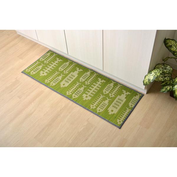 イケヒコ・コーポレーション 8240220 キッチンマット 滑りにくい加工 国産い草 シンプル おさかな グリーン 43×240cm  メーカー直送の通販は