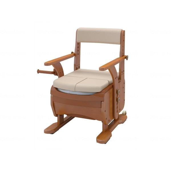 木製トイレ きらく コンパクト 肘掛跳ね上げ Richell(リッチェル