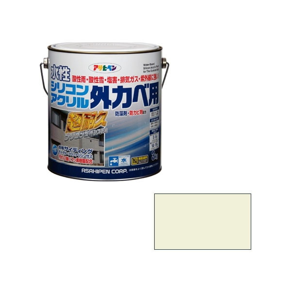 アサヒペン 水性シリコンアクリル外かべ用 3kg (ミルキーホワイト) 6,505円
