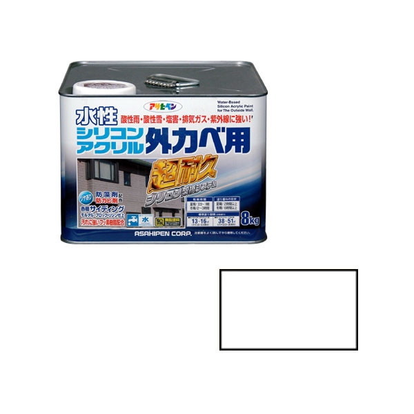 アサヒペン 水性シリコンアクリル外かべ用 8kg (ホワイト)