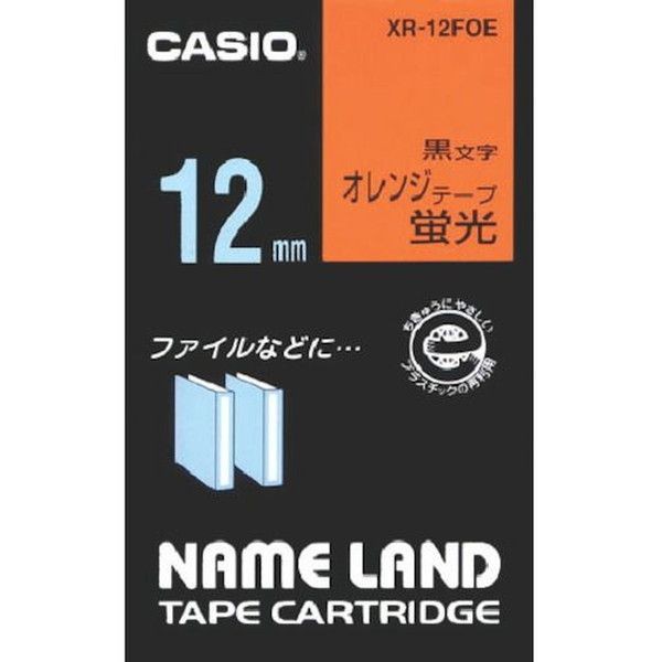 CASIO(カシオ) XR-12FOE 蛍光オレンジテープ 黒文字 [ネームランド用