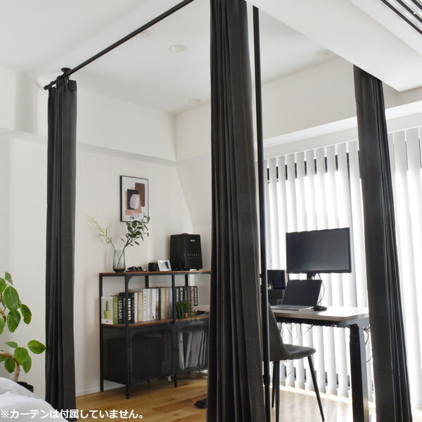 TOSO Naivis つっぱりカーテンレールセット 2.0m L字コーナー用 ブラック メーカー直送の通販は 10,857円