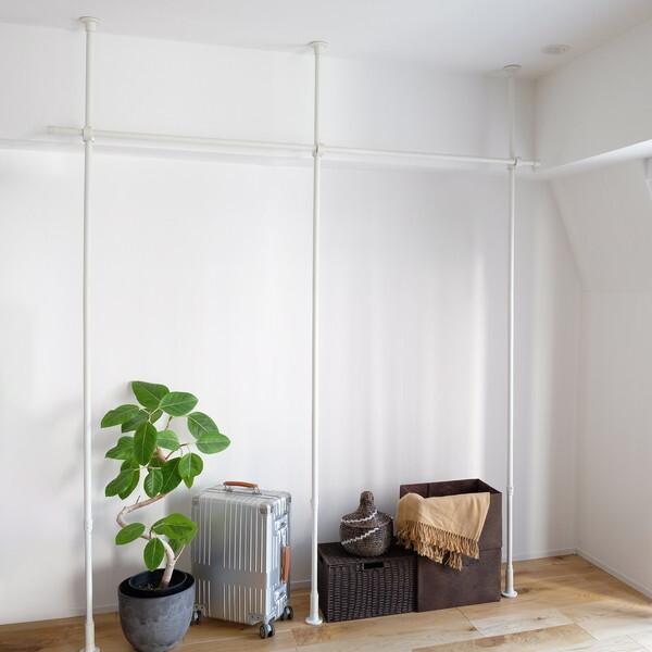 TOSO Naivis つっぱりハンガーセット一段 2.0m 中間サポートあり ホワイト メーカー直送の通販は