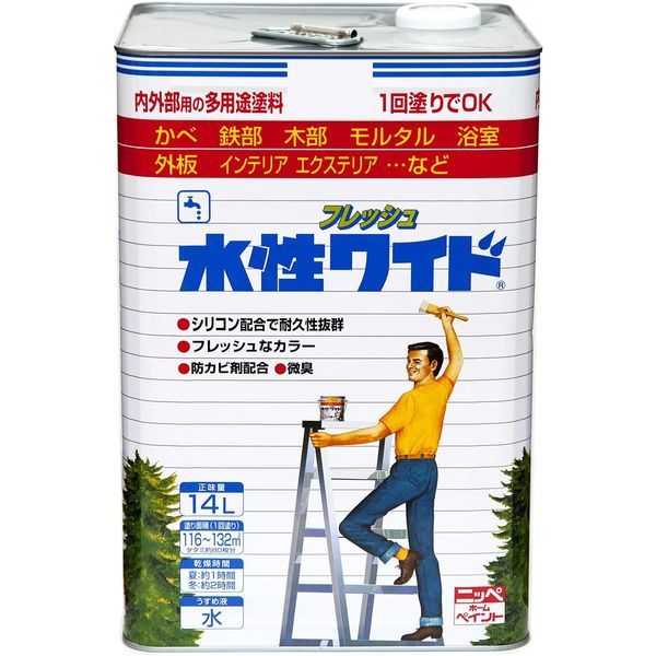 ニッペ 水性フレッシュワイド ライトカーキ 14L