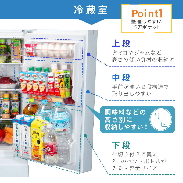冷蔵庫 小型 2ドア 大容量 一人暮らし 霜取り不要 コンパクト 右開き