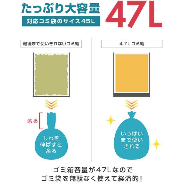 MAXZEN ゴミ箱 47L（45リットル対応）自動開閉ゴミ箱 横開き おしゃれ 自動センサー 大容量 コンパクト ホワイト  JG047MT01-WH｜au PAY マーケット