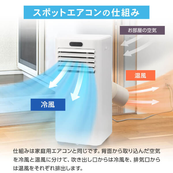 【設置工事不要】 スポットクーラー 家庭用 8~12畳 エアコン 2.9kW スポットエアコン クーラー 除湿機 衣類乾燥除湿機 置き型 タイマー リモコン付き ダクトパネル付き 冷風 除湿 ポータブルエアコン ホワイト MSC-MT29-WH