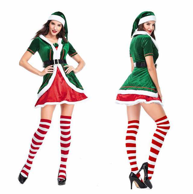 コスプレ服 サンタクロース クリスマスパーティー Xmas グリーンワンピース クリスマスカラー ファー レディースワンピース コスプレ衣装の通販はau Pay マーケット Goochan