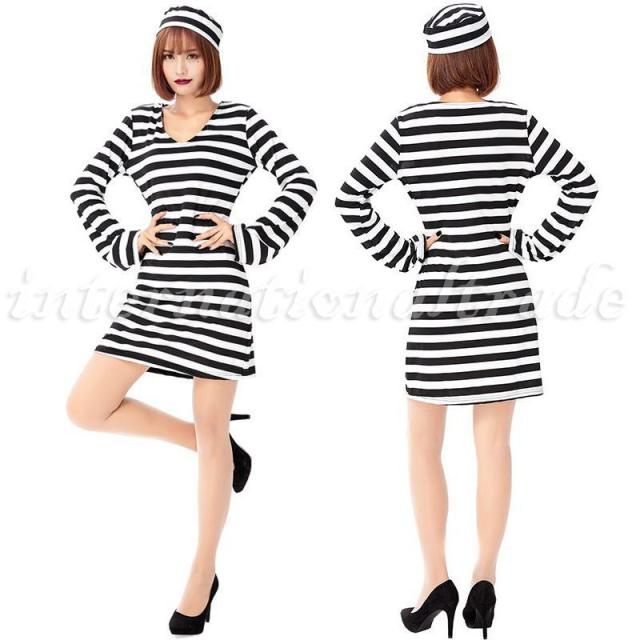 コスプレ服 オリジナル 女囚人服 ボーダーワンピース 帽子 コスプレ衣装 コスチューム ハロウィン 仮装 ミニワンピース ボーダー柄 囚人 の通販はau Pay マーケット Goochan