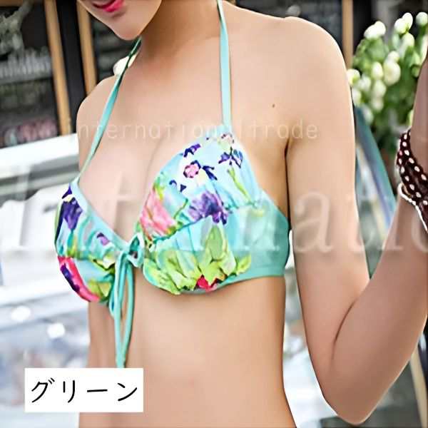 レディース水着 花柄 ビキニ パレオ 3点セット 夏 フリル ミニスカート