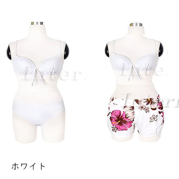 レディース水着 花柄 ビキニ ショートパンツ 3点セット 体型カバー 夏