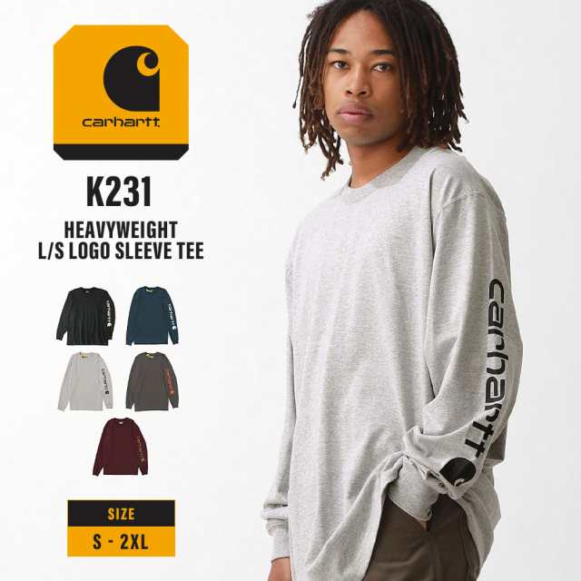 カーハート Tシャツ 長袖 メンズ ヘビーウェイト クルーネック 袖ロゴ ロンT S-2XL K231 Carhartt / LL 2L XXL 3L  厚手 大きいサイズ ブ｜au PAY マーケット