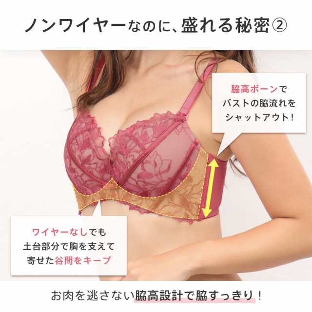 ブラジャー Beauty up ノンワイヤー 超盛ブラ(R)単品ブラジャー(下着 レディース ブラ 超盛りブラ 盛ブラ 盛れるブラ 谷間 脇肉 レース  ワイヤレスブラ 単品 かわいい下着 花柄 可愛い ランジェリー ノンワイヤーブラ 盛る 小胸 ワイヤ バストアップ