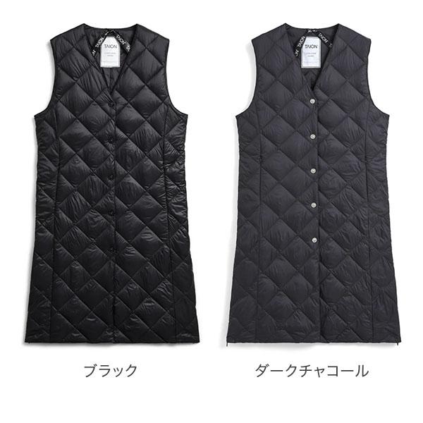 [あす着] タイオン TAION シティ シングル ロングダウンジレ レディース Vネック ダウンベスト インナーダウン_1