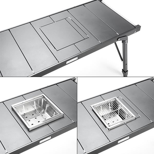 [あす着]マウントスミ Mt.SUMI ヴァーサテーブル グリル ワイドテーブル BBQテーブル 机 コンパクト収納 折りたたみ 組み立て簡単 軽量設計 高さ無段階調整 薪ストーブ対応 キャンプ アウトドア_7