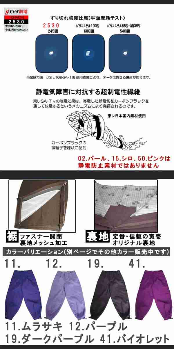 作業服 作業着 寅壱 寅一 大きいサイズ ロングニッカ 2530-414 バイオレット 紫系 W105cm W110cm ニッカポッカ 作業ズボン