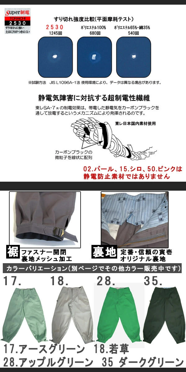 作業服 作業着 寅壱 寅一 大きいサイズ ニッカズボン 2530-406 緑 W105cm W110cm ニッカポッカ 作業ズボンの通販は