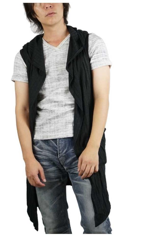 送料無料 ベスト フーデット ニット ノースリーブ ロング メンズファッション トップス ベスト ジレ 男 かっこいい 服 I0100 11の通販はau Pay マーケット Saganstyle サガンスタイル
