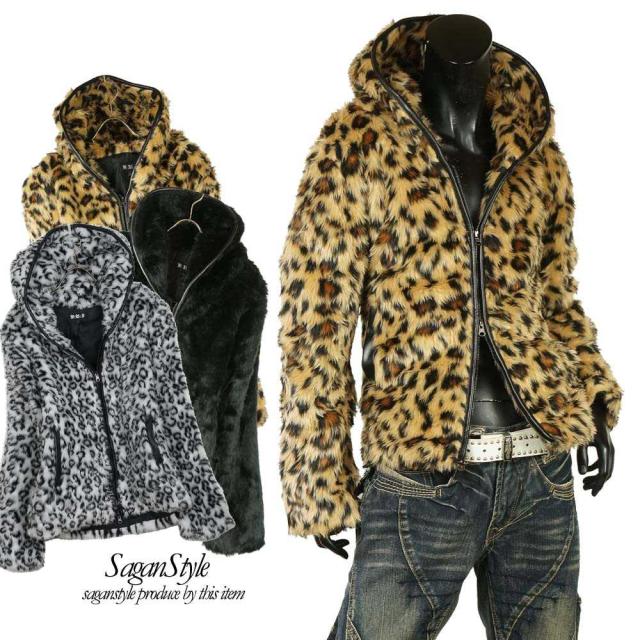 ファーパーカー メンズ ファーコート 豹柄 アニマル柄 オールファー ｗジップ ボアジャケット K 01の通販はau Pay マーケット Saganstyle サガンスタイル