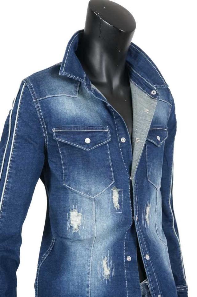 送料無料 メンズ 袖パイピングデニムシャツ ダメージ 羽織り ストレッチ オールシーズン ロングシーズン トップス 男 V0129 02の通販はau Pay マーケット Saganstyle サガンスタイル