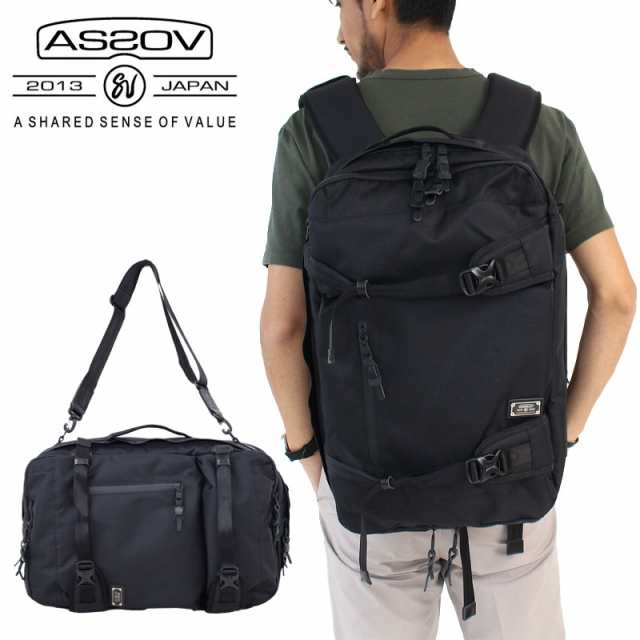 【商品レビューで＋P5％】AS2OV アッソブ CORDURA DOBBY 305D 3WAY BACK PACK M BLACK バックパック リュック デイパック 3WAY ショルダ