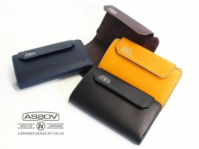 アッソブ 折財布 財布 ショートウォレット MOBILE SHRINK SHORT WALLET BLACK | AS2OV アッソブ LEATHER MOBILE SHORT WALLET 081601 (CAMEL