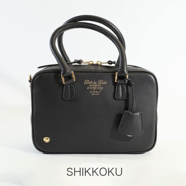 A.D.M.J admj 牛革 Dカン付きボストン 23cm A.D.M.J レディース ブラック ベージュ シルバー レディースバッグ ミニボストン バッグ