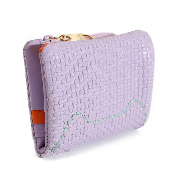 尖んがり10% ツモリチサト tsumori chisato CARRY 折紙入れ 二つ折り紙入れ エンボスメッシュ 紙入れ 57891 可愛らしい 革 さくら色 米国海軍 ラベンダー 猫 猫 刺しゅう tsumori chisato