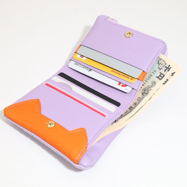 尖んがり10% ツモリチサト tsumori chisato CARRY 折紙入れ 二つ折り紙入れ エンボスメッシュ 紙入れ 57891 可愛らしい 革 さくら色 米国海軍 ラベンダー 猫 猫 刺しゅう tsumori chisato