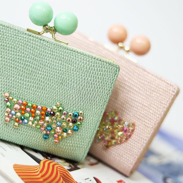 tsumori chisato CARRY ツモリチサトキャリー キラネコストーン 二つ折り財布 がま口 57958 レディース オールシーズン お出かけ バッグ 財布 ケース レディース財布 羊革_3
