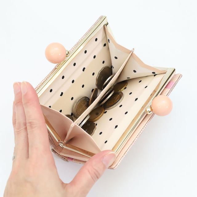 tsumori chisato CARRY ツモリチサトキャリー キラネコストーン 二つ折り財布 がま口 57958 レディース オールシーズン お出かけ バッグ 財布 ケース レディース財布 羊革_6