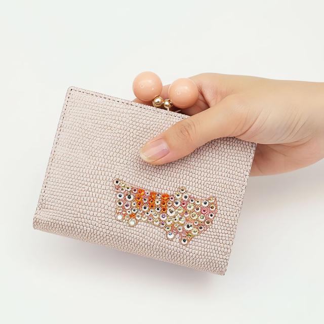 tsumori chisato CARRY ツモリチサトキャリー キラネコストーン 二つ折り財布 がま口 57958 レディース オールシーズン お出かけ バッグ 財布 ケース レディース財布 羊革_12