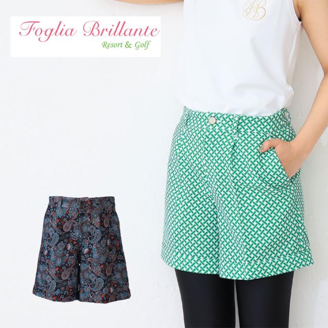 ポイント10% フォーリアブリランテ ショートパンツ fbal-pnt14 Foglia Brillante ウェア ゴルフ ショートパンツ ボトムス ズボン ゴルフウェア バスケットペイズリー ネイビー akz10