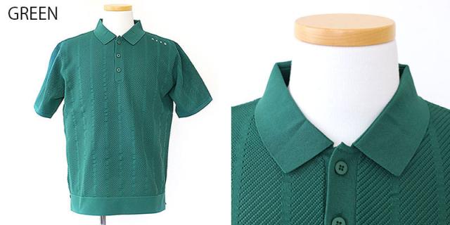 ポイント10% HERG1 ゴルフ エルグワン STRIPE MESH KNIT POLO