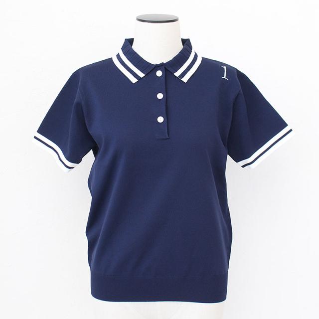 【超美品】エルグワン プリーツ衿 ニットポロシャツ ゴルフウェア サイズM相当 ポイント10% エルグワン HERG1 ゴルフ PLEATED KINIT POLO ポロシャツ