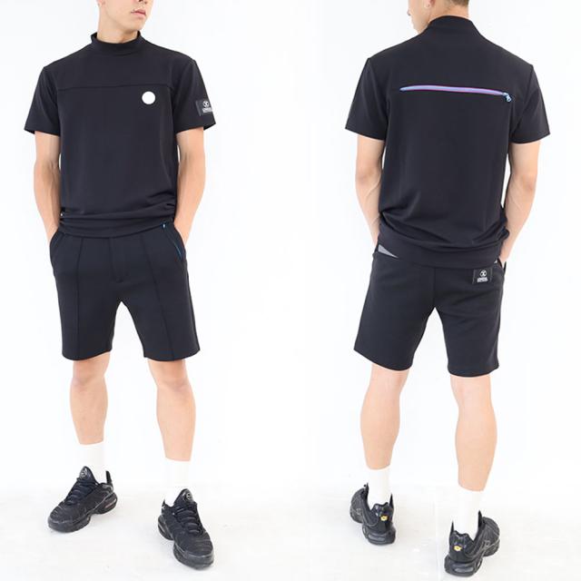 セール 20％オフ ポイント10% IZREEL イズリール ハイネックシャツ ゴルフウェア izr24ss213 ストレッチ バックジップデザイン モックネックシャツ ロゴワッペン akz10_1