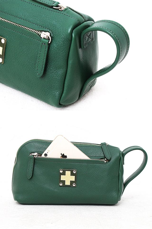 ポイント10% 木の庄帆布 ラウンド ポーチ Round Pouch 総革 ゴルフ K