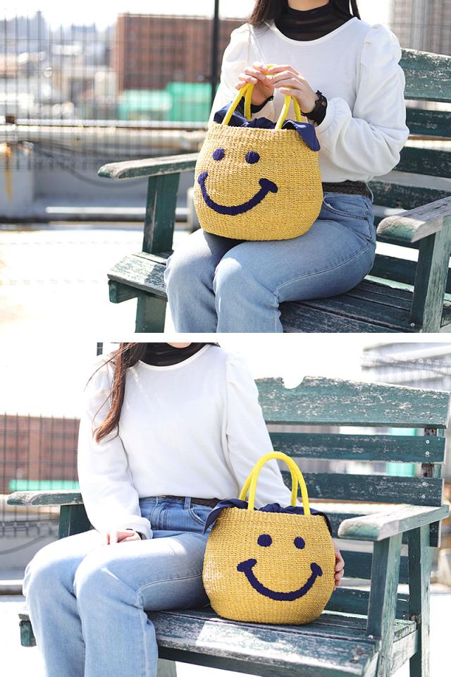 アジョリー かごバッグ かご スマイルかごバッグ ハンドバッグ ニコちゃん えくぼ スマイル カゴ カゴバッグ a-jolie si-1907 正規品_4