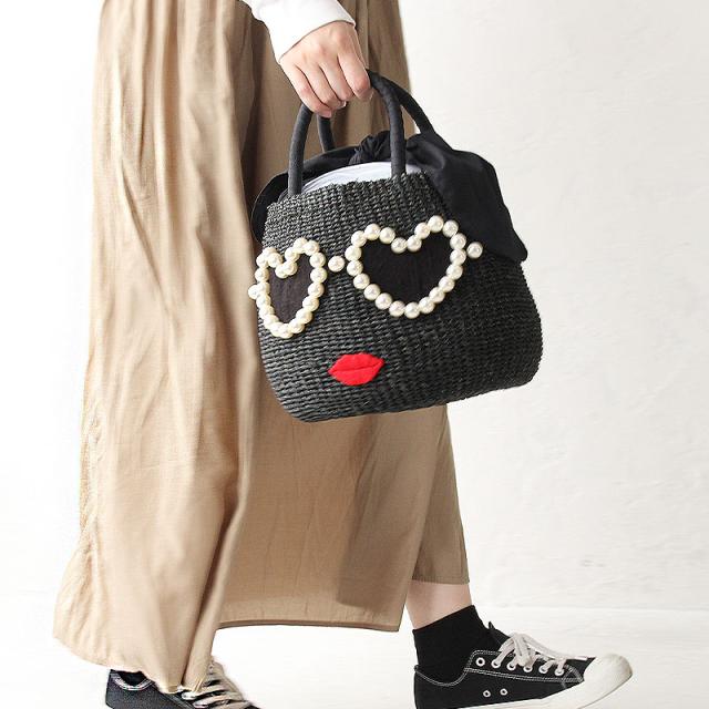 アジョリー かごバッグ カゴバッグ かご カゴ ハンドバッグ a-jolie sim21-ss08 正規品 パールハートサングラスカゴバッグ